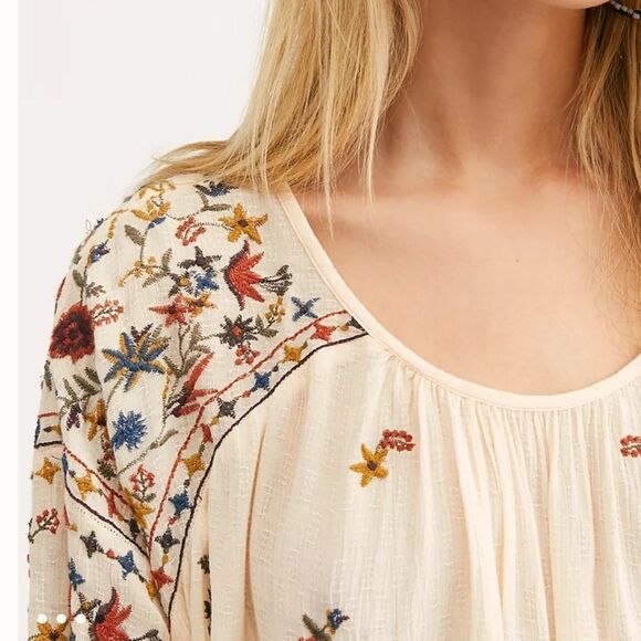NWT Free People Wild Flowers Embroider Blouse - Picture 4 of 4